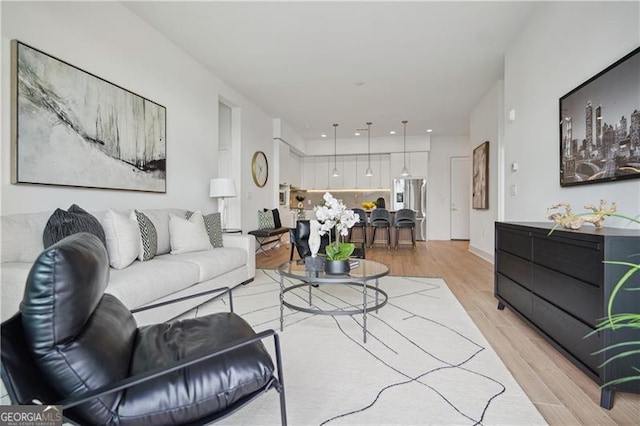 living room featuring light hardwood / wood-style floors