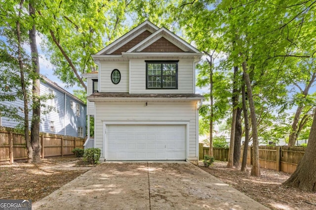 view of front of house with a garage