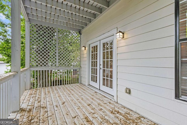 deck featuring french doors