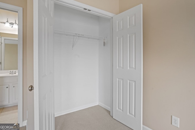 closet featuring sink