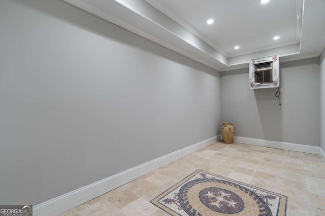 basement featuring light tile patterned floors