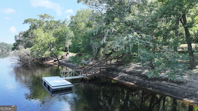 view of dock featuring a water view