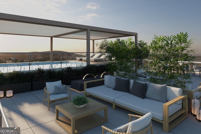 318 Sandy Springs Cir Unit 270, Sandy Springs, GA 30328 - view of patio / terrace with an outdoor living space, a community pool, and glass enclosure