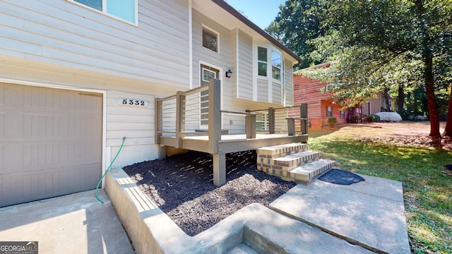 exterior space featuring a garage