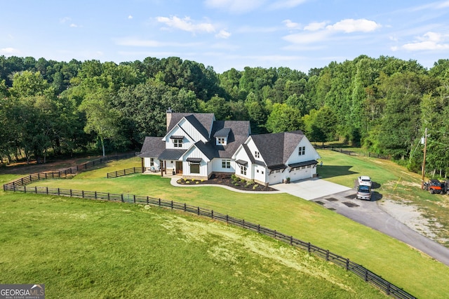 aerial view with a rural view