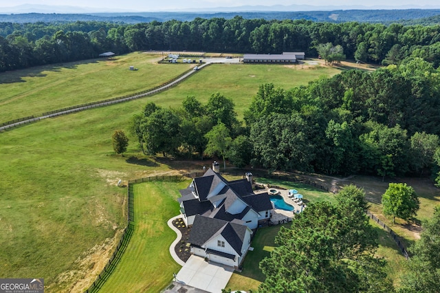 drone / aerial view with a rural view