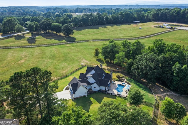 drone / aerial view with a rural view