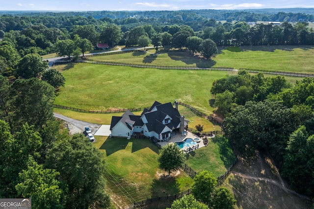 drone / aerial view with a rural view