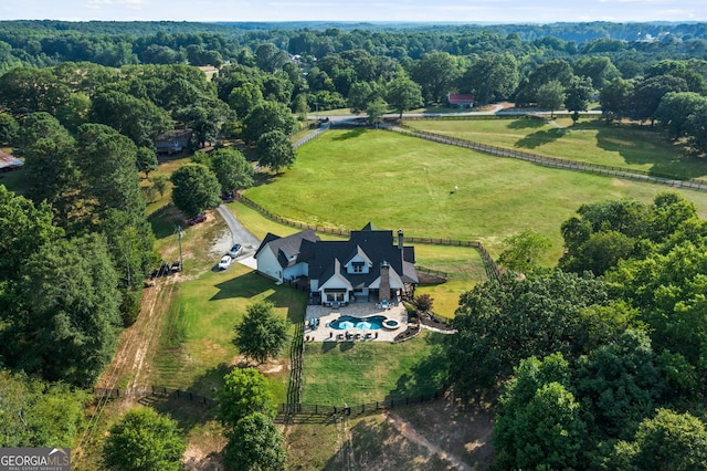 aerial view with a rural view