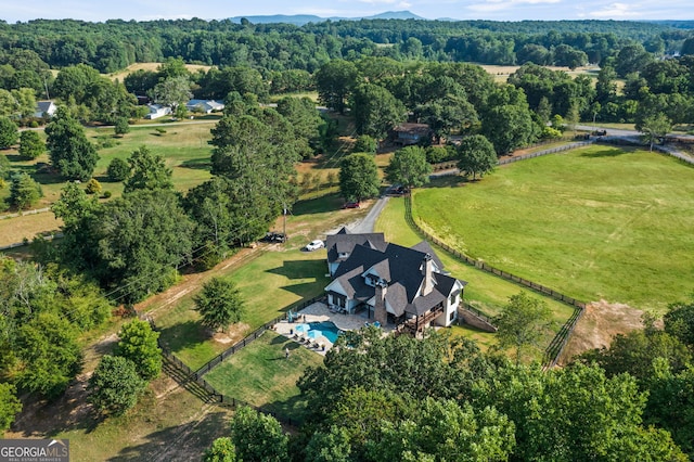 aerial view with a rural view