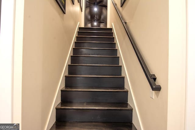 staircase featuring wood finished floors