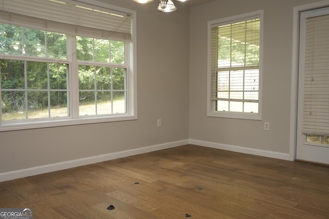 empty room featuring hardwood / wood-style floors and a healthy amount of sunlight