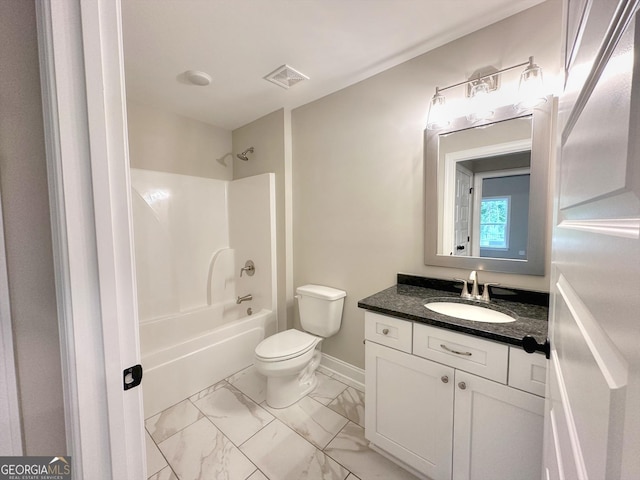 1344 Mooty Bridge Rd, Lagrange, GA 30240 - full bath featuring marble look tile flooring, vanity, and bathing tub / shower combination