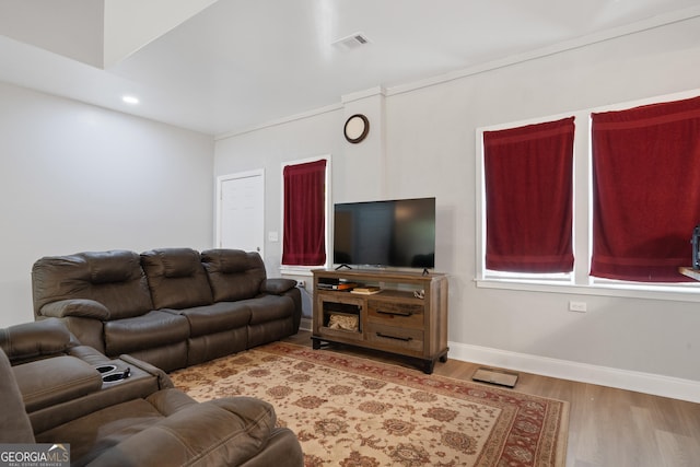 living room featuring hardwood / wood-style flooring