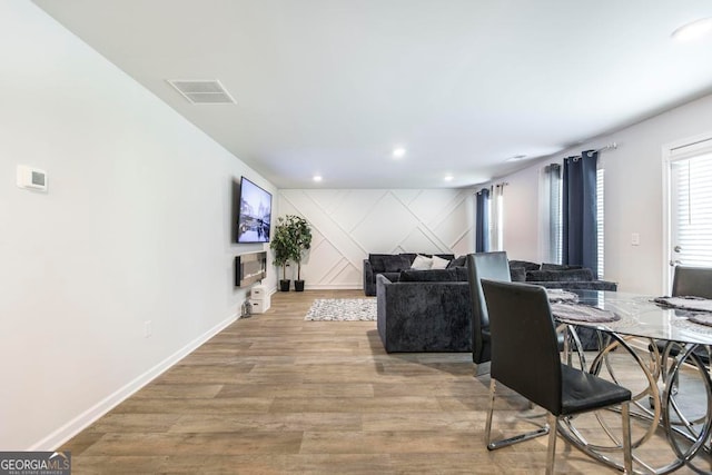 office space with hardwood / wood-style flooring