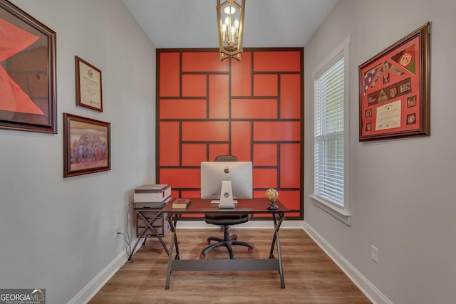 office area featuring hardwood / wood-style flooring