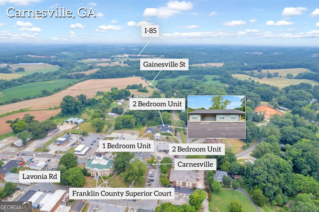 339 Gainesville, Carnesville, GA 30521 - aerial overview of property's location with property boundaries highlighted