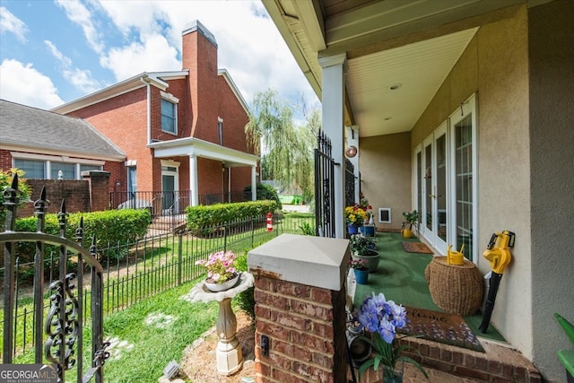 balcony featuring a porch