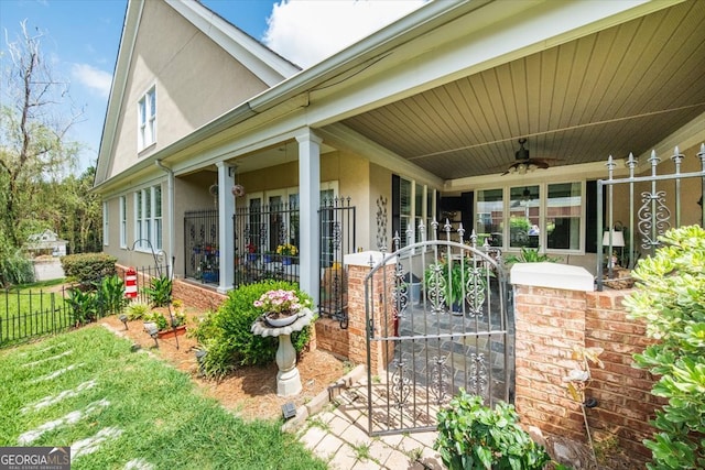 view of property exterior with ceiling fan