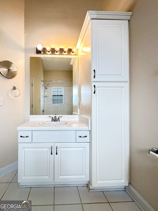 bathroom featuring vanity and tile patterned floors