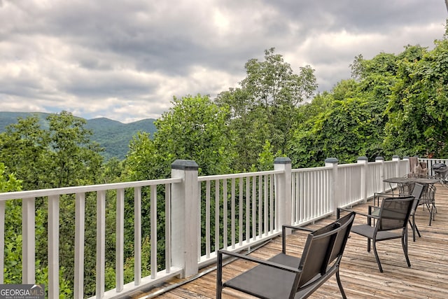 deck with a mountain view