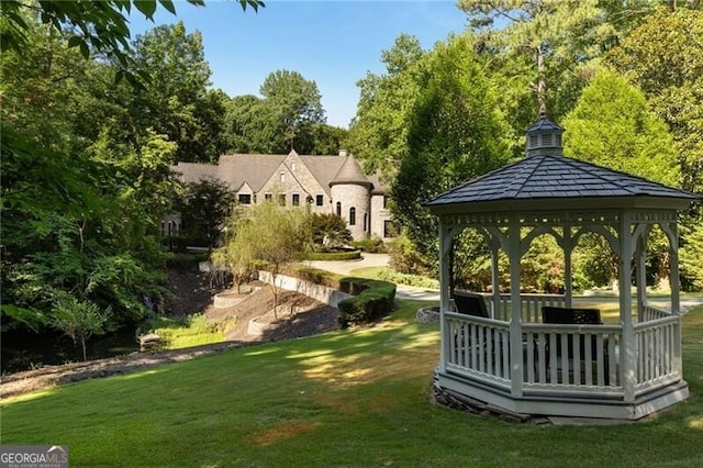 view of yard featuring a gazebo