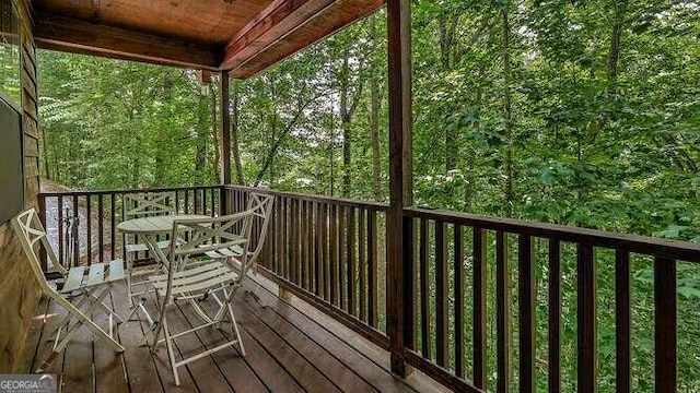 1509 Millenium Dr, Young Harris, GA 30582 - wooden terrace featuring a wooded view