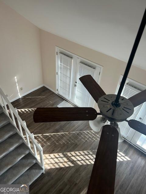 interior space featuring dark hardwood / wood-style floors and french doors