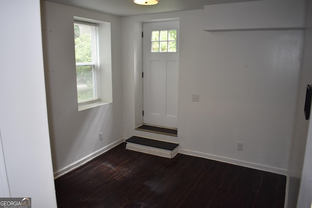 doorway featuring dark wood-type flooring