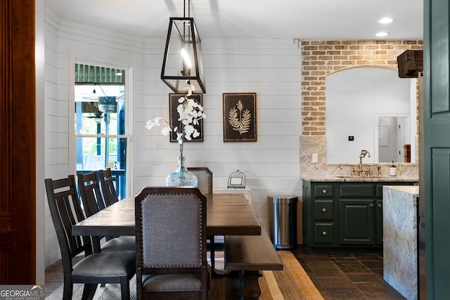 dining space with sink