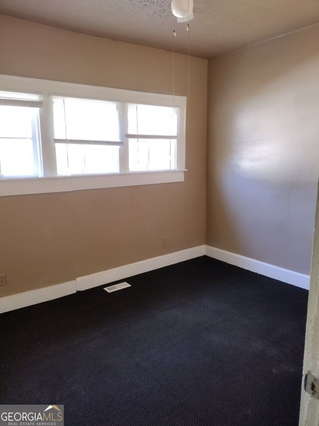 carpeted spare room with plenty of natural light and a textured ceiling