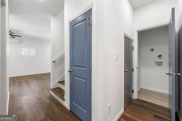 hallway featuring dark hardwood / wood-style floors