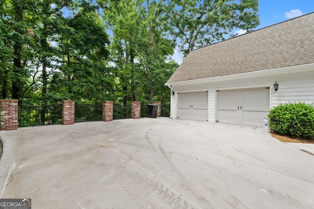 view of garage