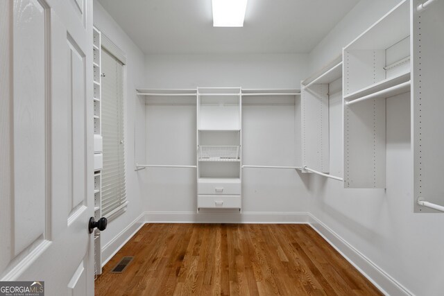 walk in closet featuring hardwood / wood-style floors