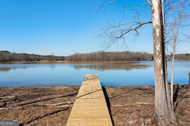 view of dock featuring a water view