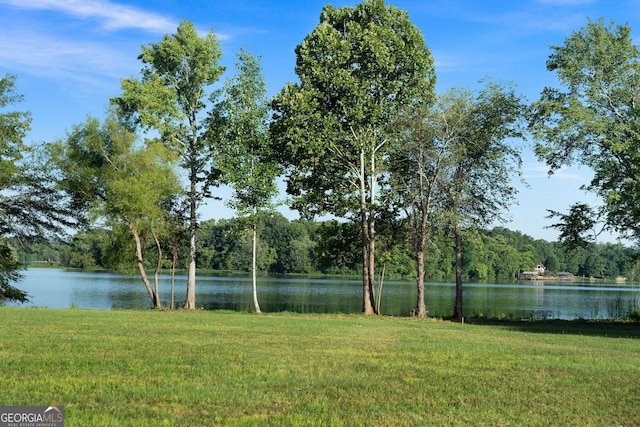 view of yard with a water view