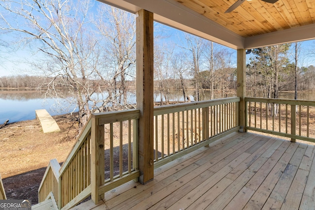 deck with a water view