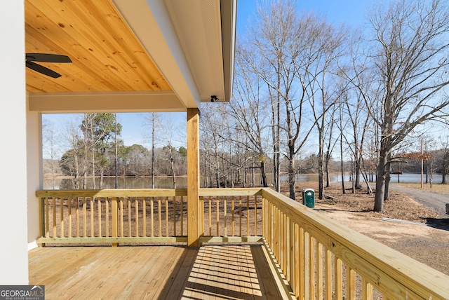 deck featuring a ceiling fan