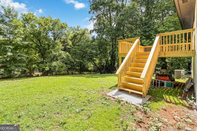 view of yard featuring a deck