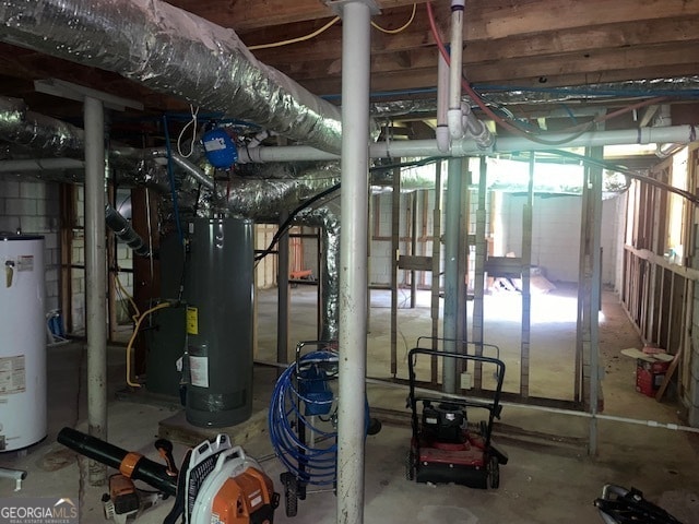 utility room with electric water heater and water heater