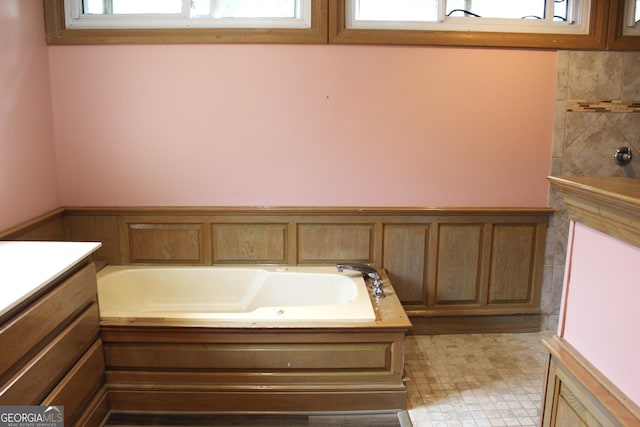 bathroom featuring vanity and a bathtub