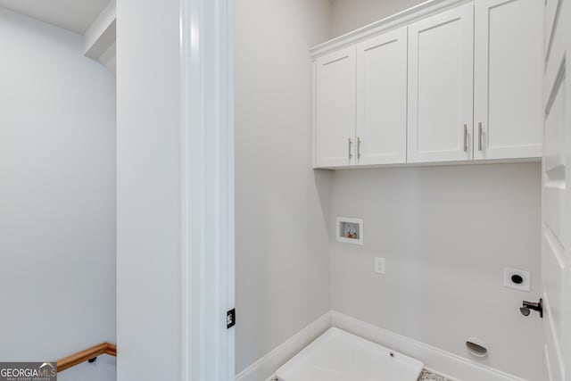 laundry area with washer hookup, cabinets, and hookup for an electric dryer