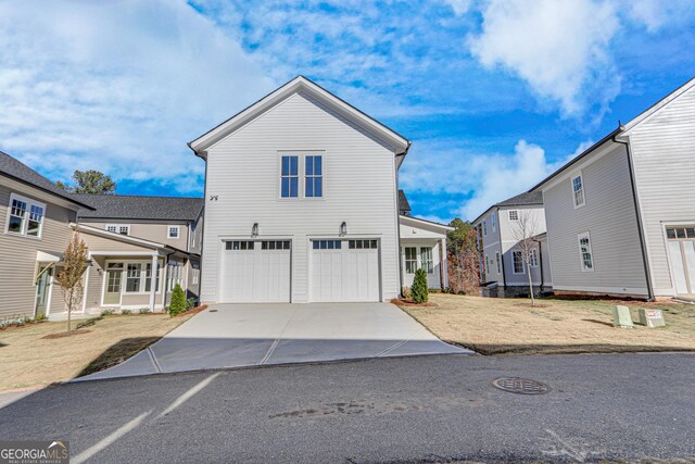 view of front property with a garage