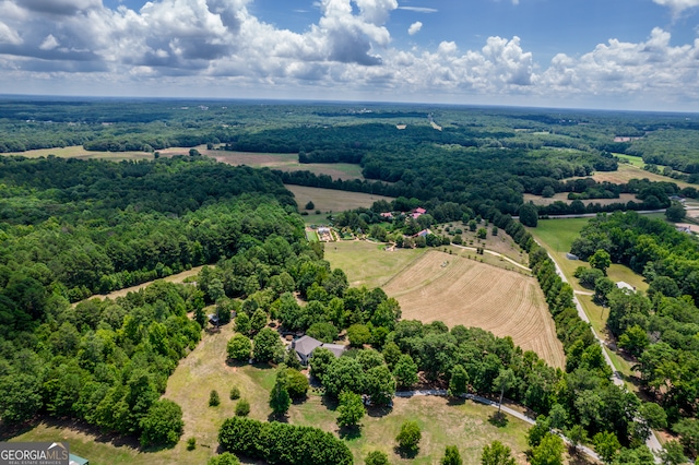 birds eye view of property featuring a rural view