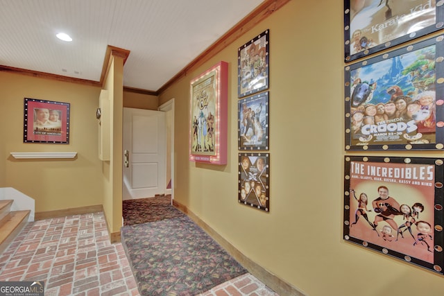 corridor with ornamental molding