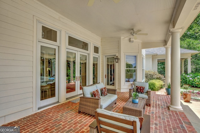 view of patio / terrace with ceiling fan