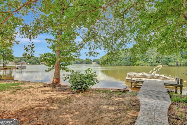 view of dock featuring a water view