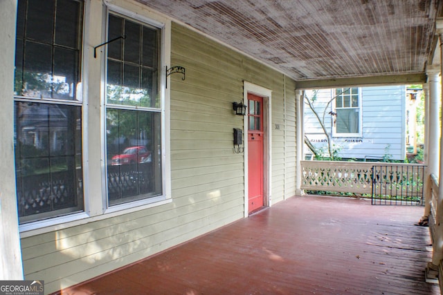 deck with a porch