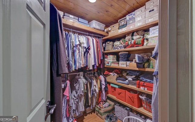 spacious closet with wood finished floors