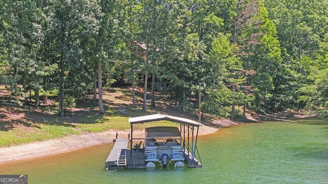 view of dock featuring a water view